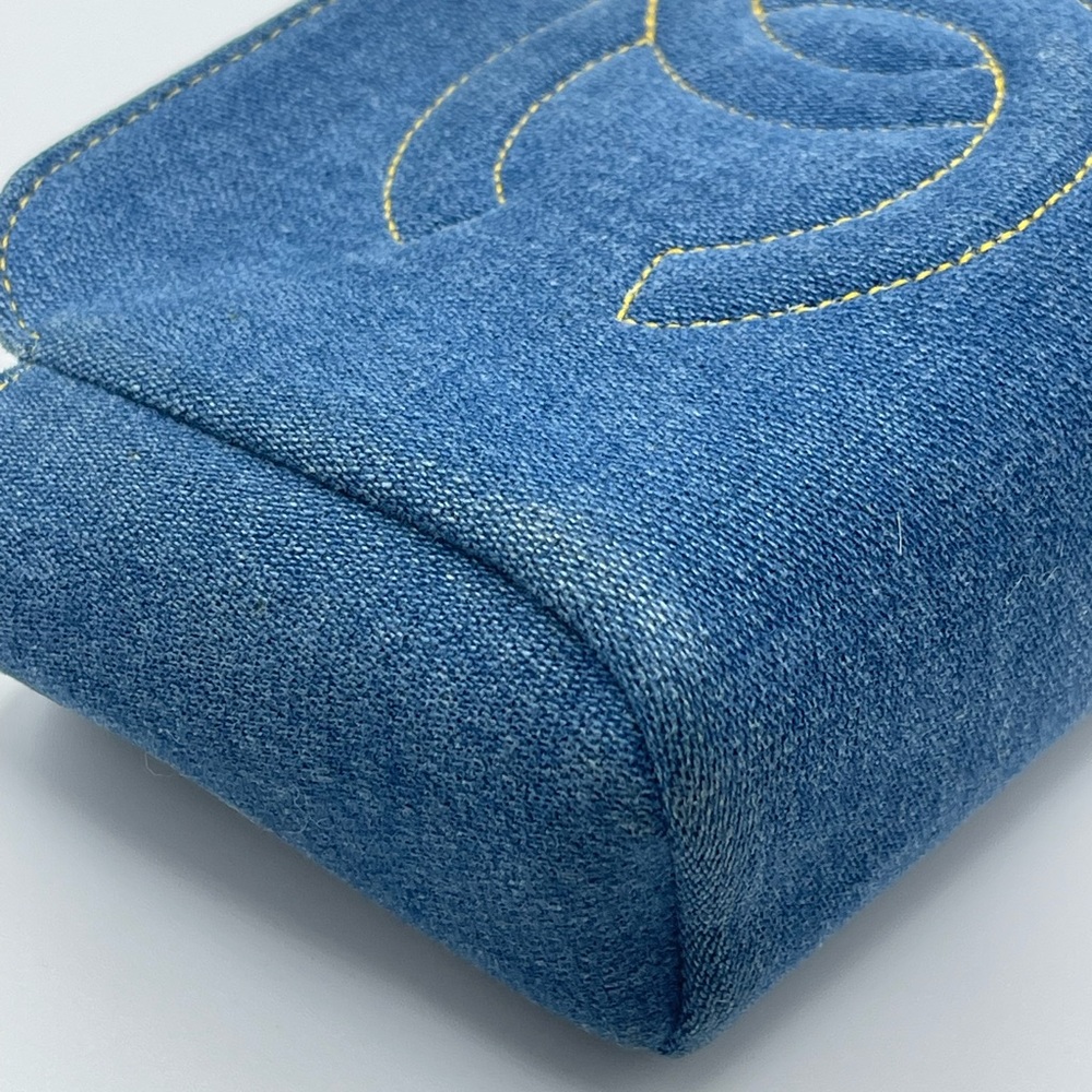 Chanel Denim Jean CC Logo Coco Vanity Makeup Cosmetic Case Pouch Vintage Bag - Picture 6 of 16